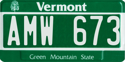 VT license plate AMW673