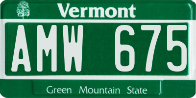 VT license plate AMW675