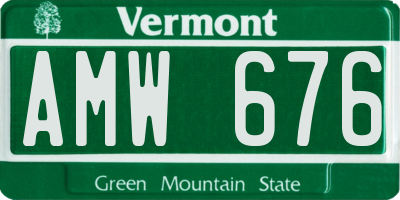 VT license plate AMW676