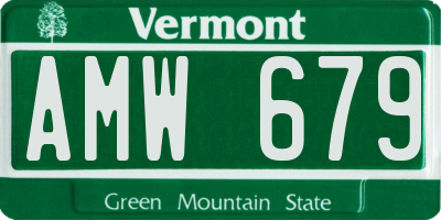 VT license plate AMW679