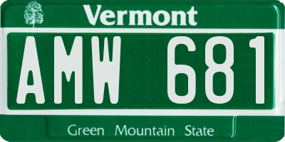 VT license plate AMW681