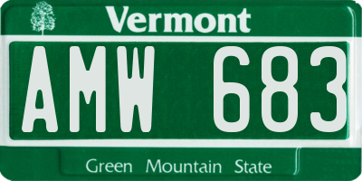 VT license plate AMW683