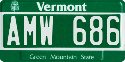 VT license plate AMW686