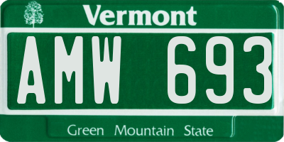 VT license plate AMW693