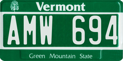 VT license plate AMW694