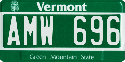 VT license plate AMW696