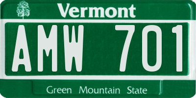 VT license plate AMW701