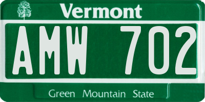 VT license plate AMW702