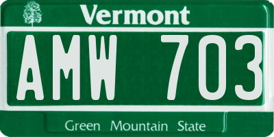 VT license plate AMW703