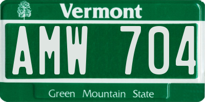 VT license plate AMW704