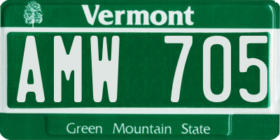 VT license plate AMW705