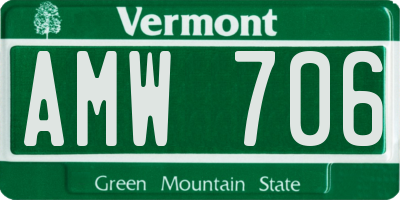 VT license plate AMW706