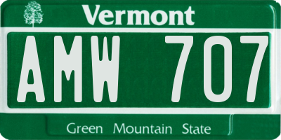 VT license plate AMW707