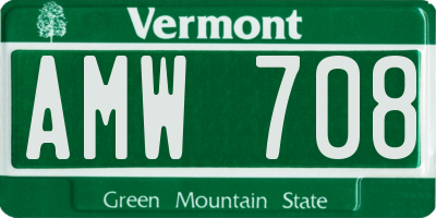 VT license plate AMW708