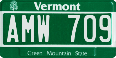 VT license plate AMW709