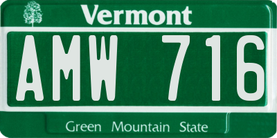 VT license plate AMW716