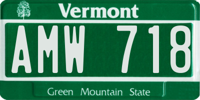 VT license plate AMW718