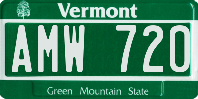 VT license plate AMW720