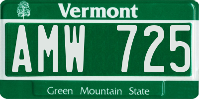 VT license plate AMW725