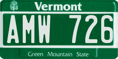VT license plate AMW726