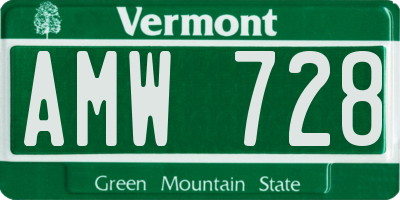 VT license plate AMW728
