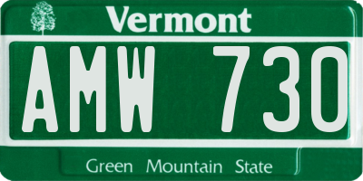 VT license plate AMW730