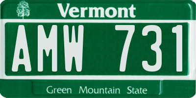 VT license plate AMW731