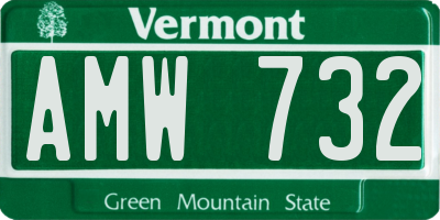 VT license plate AMW732