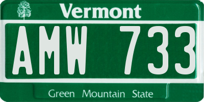 VT license plate AMW733