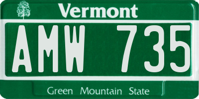 VT license plate AMW735