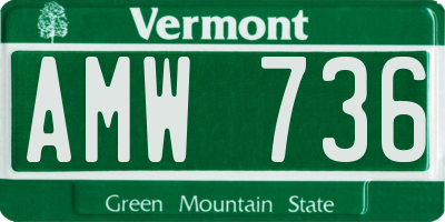 VT license plate AMW736