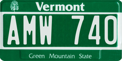 VT license plate AMW740