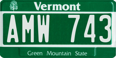 VT license plate AMW743