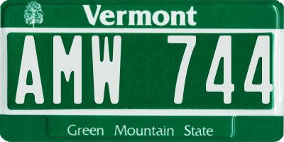 VT license plate AMW744