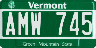 VT license plate AMW745