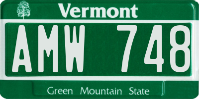 VT license plate AMW748