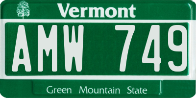 VT license plate AMW749