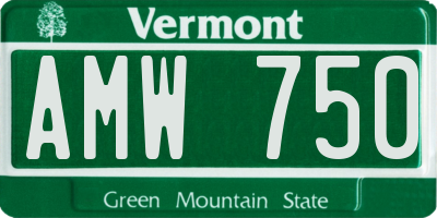 VT license plate AMW750
