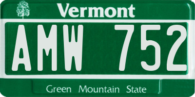 VT license plate AMW752