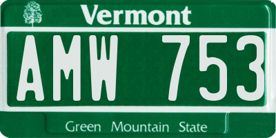 VT license plate AMW753