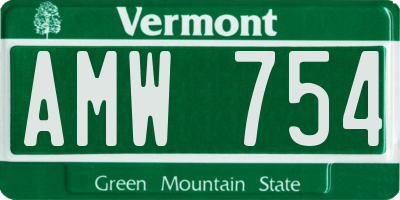 VT license plate AMW754