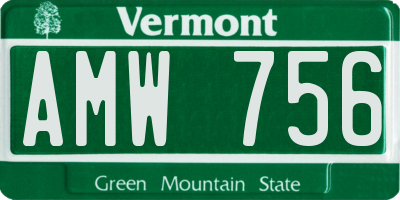 VT license plate AMW756