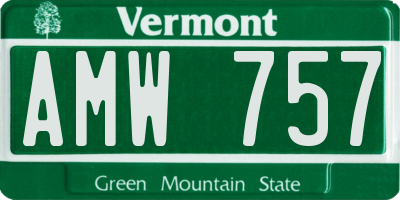 VT license plate AMW757