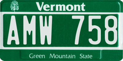 VT license plate AMW758