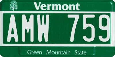 VT license plate AMW759