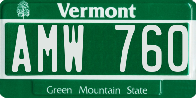 VT license plate AMW760