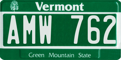 VT license plate AMW762