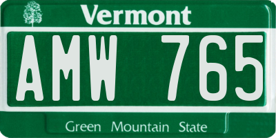 VT license plate AMW765
