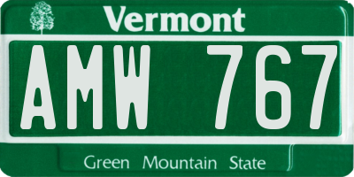 VT license plate AMW767