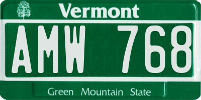 VT license plate AMW768